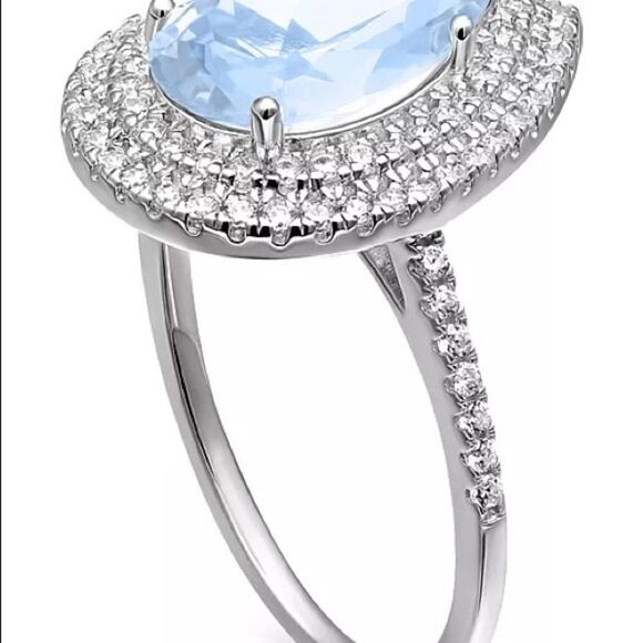 NWT Giani Bernini Cubic Zirconia Pear Double Halo Ring in Sterling Sliver - Picture 2 of 4